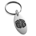 thumbnail image 1 of Stainless Steel Letter G Initial 3D Cube Box Monogram Engraved Small Oval Charm Keychain Keyring, 1 of 1