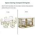 thumbnail image 5 of 7-Piece Dining Table and Chairs Set for 6, 55 Inch Faux Marble Dining Room Table Set with 6 Chairs, Compact Kitchen Table Set Breakfast Nook Set for Living Room Small Space, Golden+White, 5 of 7