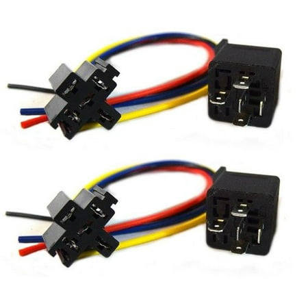 2 Pack 5 Wire Relay Socket ERS-124 and (2) 40 Amp Relay Audiopipe Car