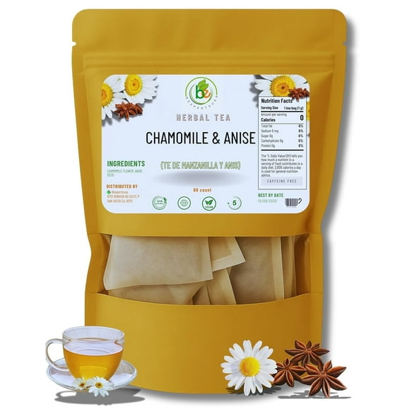 Manzanilla & Anís Té (Chamomile & Anise) – 60 Tea Bags – 100% Natural, Vegan, Herbal – Gluten-Free, Non-GMO – by Bexpertsusa