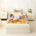 thumbnail image 3 of Manfei Watercolor Corgi Twin Fitted Sheet, Splash Ink Bedding, Cream Orange, 2-Piece, 1 Fitted Sheet and 1 Pillowcase, 3 of 6