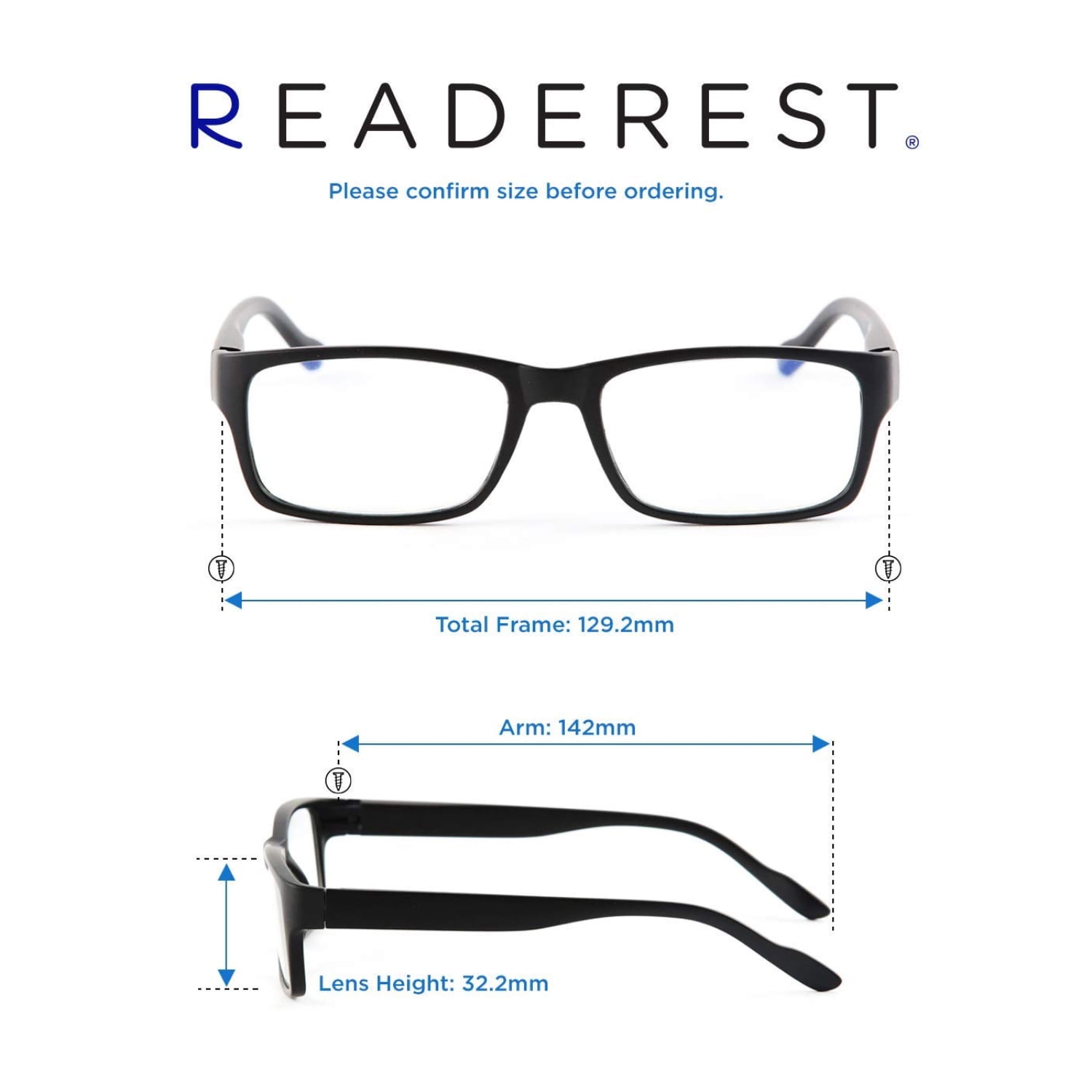 Readerest Blue Light Blocking Reading Glasses Black 275 Magnification