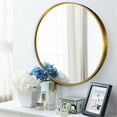 thumbnail image 6 of 32" Gold Round Wall Mirror Modern Accent Mirror Wall Decor Circle Mirror Aluminum Alloy Frame Bathroom Wall Mounted Mirror, 6 of 6