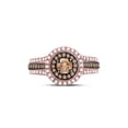 thumbnail image 2 of FB Jewels 14kt Rose Gold Womens Round Brown Diamond Halo Bridal Wedding Engagement Ring 1.00 Cttw, 2 of 4