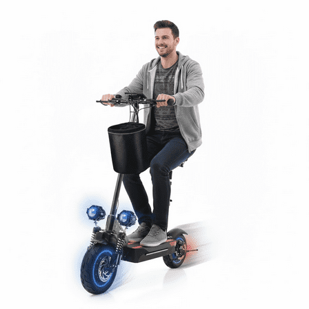 SMATEIGHT Dual Motor Electric Scooter Adults with Seat,40Mph Max Speed& 43Miles Range Folding Electric Scooter