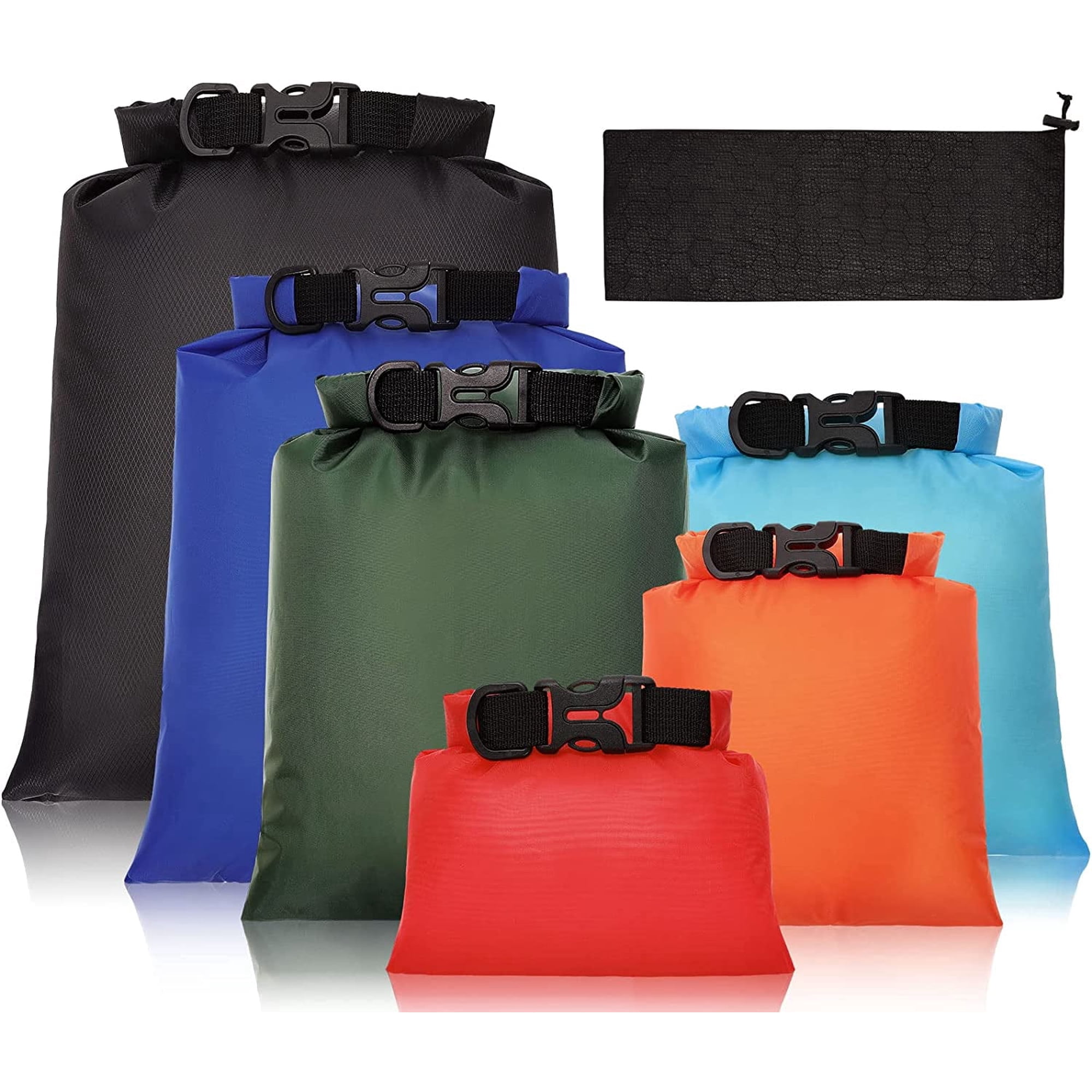 6Pack Waterproof Dry Bags,Ultimate Dry Sack,Lightweight Outdoor Dry Sacks,Multicolour Dry Bag for Kayaking Hiking Rafting Boating Camping Swimming Travel(1.5L, 2.5L, 3L, 3.5L, 5L, 8L)