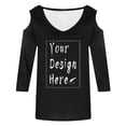 thumbnail image 5 of MIXUE Womens Summer Tops Solid Color V Neck Off Shoulder Short Sleeve Fashion Casual Shirts For Women Tee Shirts Activewear,Black,M, 5 of 5