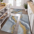 thumbnail image 2 of Gray Gold Marble Pattern Kitchen Rugs Sets Of 3,Kitchen Runner Rugs Non Skid Washable,Decorative Kitchen Floor Mats for Kitchen,Sink,Laundry,17"x30"+ 17"x47" + 17"x59", 2 of 6