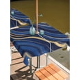 thumbnail image 2 of Outdoor Tablecloths with Umbrella Hole & Zipper, Navy Blue Moire 60x60 Inch Square Tablecloths, Modern Abstract Art Waterproof Table Cloth, Patio/Pool/Picnic Table Covers, 2 of 8