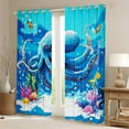thumbnail image 2 of Erosebridal Blue Octopus Curtains for Living Room,Marine Animal 30%-50% Blackout Curtains Set of 2 (38x45),Curtains Pack of 2 (38x45),Ocean Theme Decor, 2 of 6