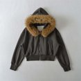 thumbnail image 4 of Enjoytime Womens Coats Solid Color Long Sleeve Full Zip Up Hooded Cropped Jacket Fall Winter Warm Comfy Casual Outerwear, 4 of 6
