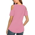 thumbnail image 6 of AherBiu Off Shoulder Tops for Women Short Sleeve V Neck Low Cut Summer Casual Loose Tunic Shirts Blouse, 6 of 7