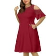 thumbnail image 4 of Aloohaidyvio Dresses for Women,Womens Fashion Casual Plus Size Round-Neck Lace Short Sleeve Loose Pullover Dress, 4 of 5