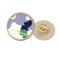 thumbnail image 1 of Lattice s Art Pattern Round Metal Golden Pin Brooch Clip, 1 of 3
