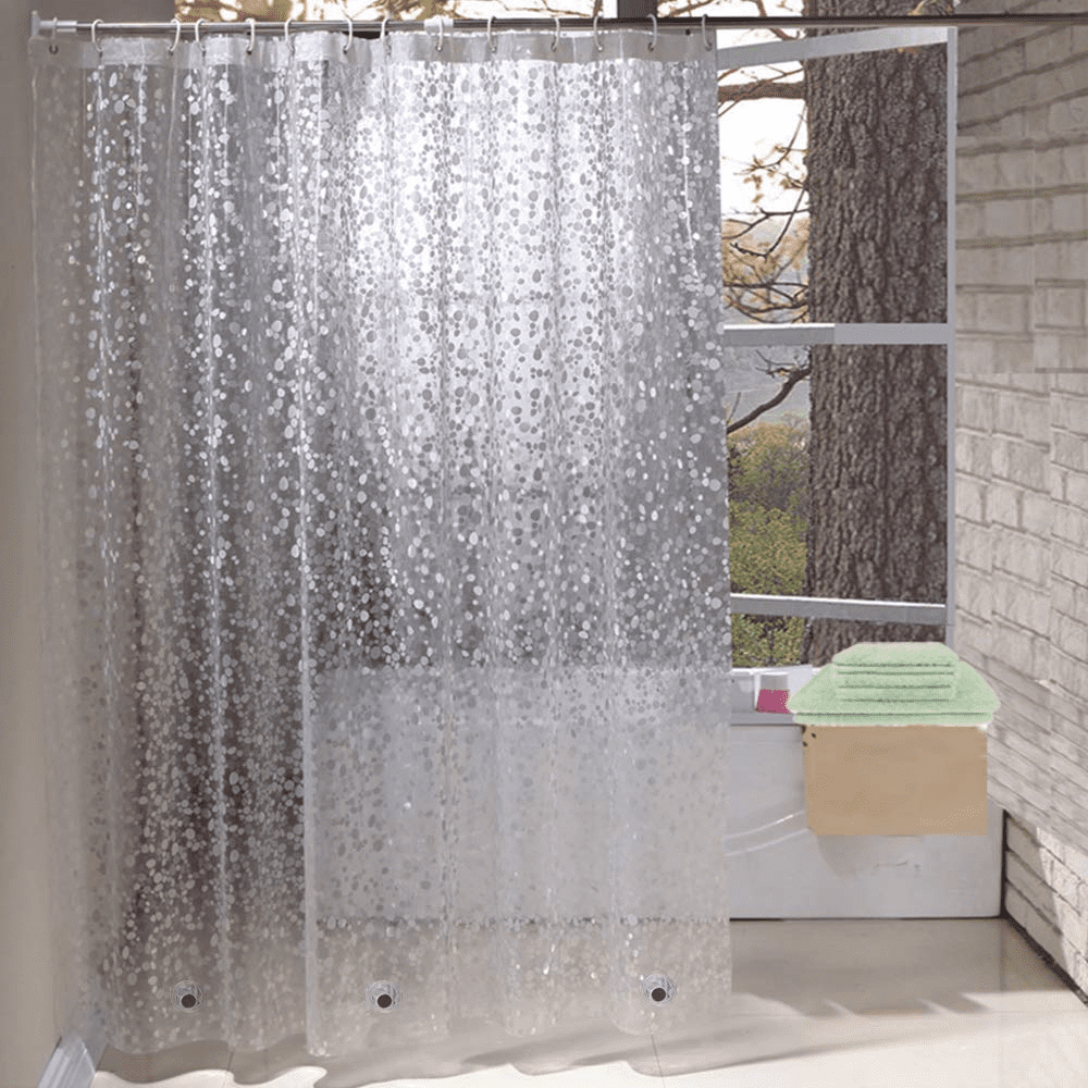 Powiller EVA Bathroom Curtain, Clear Shower Curtain Liner with Design 3D Cobblestone, Waterproof, Semi Transparent, 72 x 72,12 Hooks - Walmart.com powiller-eva-bathroom-curtain-clear-shower-curtain-liner-with-design-3d-cobblestone-waterproof-semi-transparent-72-x-72-12-hooks-walmart-com