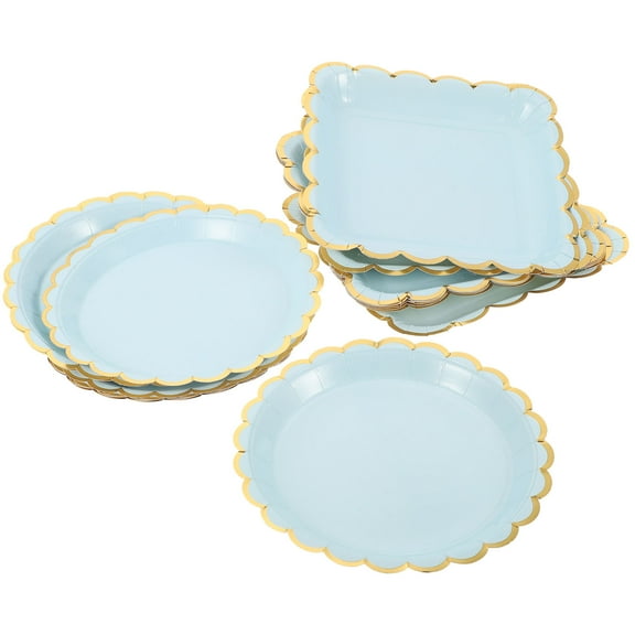 HAMPPLIES 20Pcs Sky-Blue Round Paper Plates for Salad and Fruit Serving 7Inch