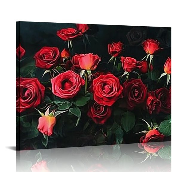 Sheronv Roses Print on Canvas Wall Art Decor for Living Room Bedroom Office, High Resolution Handmade Artwork, Waterproof and Tear Resistant, Set of 4 20x16in