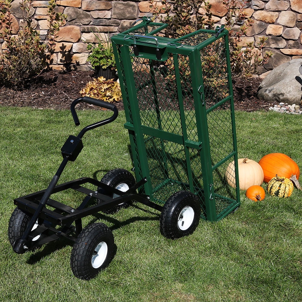 Sunnydaze Steel Dump Utility Garden Cart 660 Pound Weight Capacity