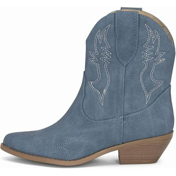 Chariot & Co -Susan- Womens Cowboy Cowgirl Western Ankle Booties Pointed Toe Boots (Denim Blue, 5.5)