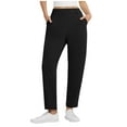 thumbnail image 2 of Womens Business Casual Pants Stretch Travel Airport Lightweight Sweatpants Work Pull on Trouser with Pockets New Wide Leg Trousers Women Black S, 2 of 7