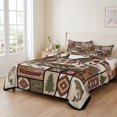 thumbnail image 2 of Twin XL Quilt Set 68''x98'', Country Patch Plaid Lightweight Bedspread Coverlet Set with 2 Pillow Shams, Brown Farmhouse Retro Bear Deer Cabin Breathable All Season Quilt Bedding for Dorm/Guest Room, 2 of 9