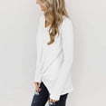thumbnail image 4 of YWDJ Cute Fall Long Sleeve Shirts for Women Womens Casual Waffles Kink V-Neck Shirt Loose Long Sleeve Pullover Tops White L, 4 of 5