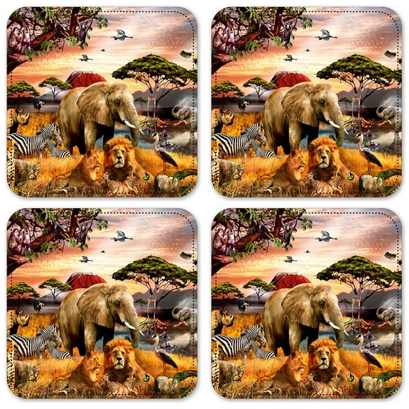 Vinyl Drink Coasters - Set of 4 - African Sunset