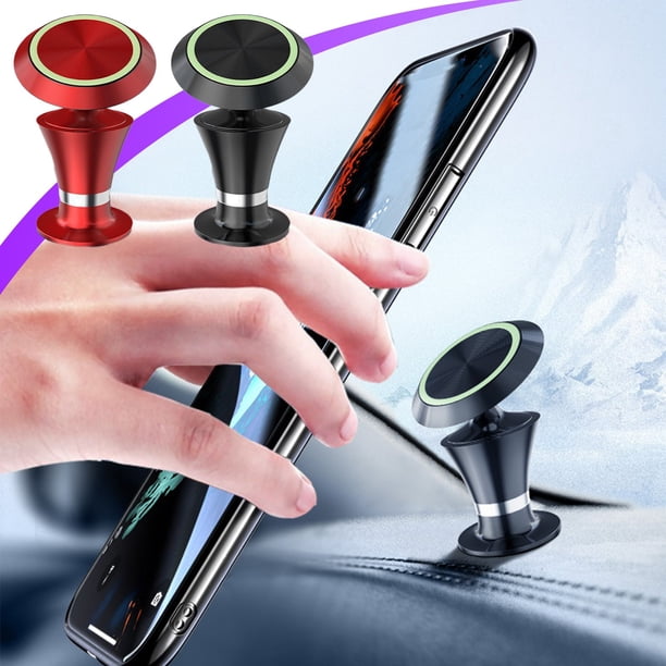 Soporte magnético para teléfono de coche en el salpicadero - aleación de aluminio, soporte de ventilación giratoria de 360°, ventosa resistente, ajuste universal para teléfonos móviles