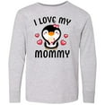 thumbnail image 3 of Inktastic I Love My Mommy with Cute Penguin and Hearts Long Sleeve Youth T-Shirt, 3 of 5