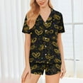 thumbnail image 4 of Jamicy Comfy Pajamas for Women Set Carnival Print Short Sleeve Button Lounge Sets Sleepwear Casual Espresso Martini Home Wear, 4 of 8