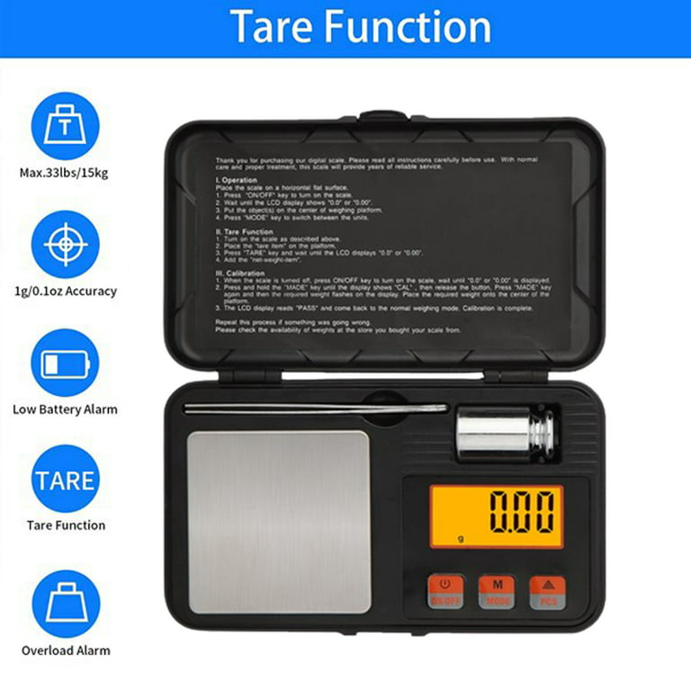 Digital Gram Scale , Small Jewelry Scale,Digital Weight Gram and Oz, Tare  Function Digital Herb Scale for Food, Mini Reptile,,500g/0.01g，G9806