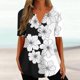 thumbnail image 4 of Gibobby Playera de Verano para Mujer Camisas verano para mujer, camisetas manga corta con cuello en V estampado 2023, camisetas con estampado floral, tú(Blanco,M), 4 of 5