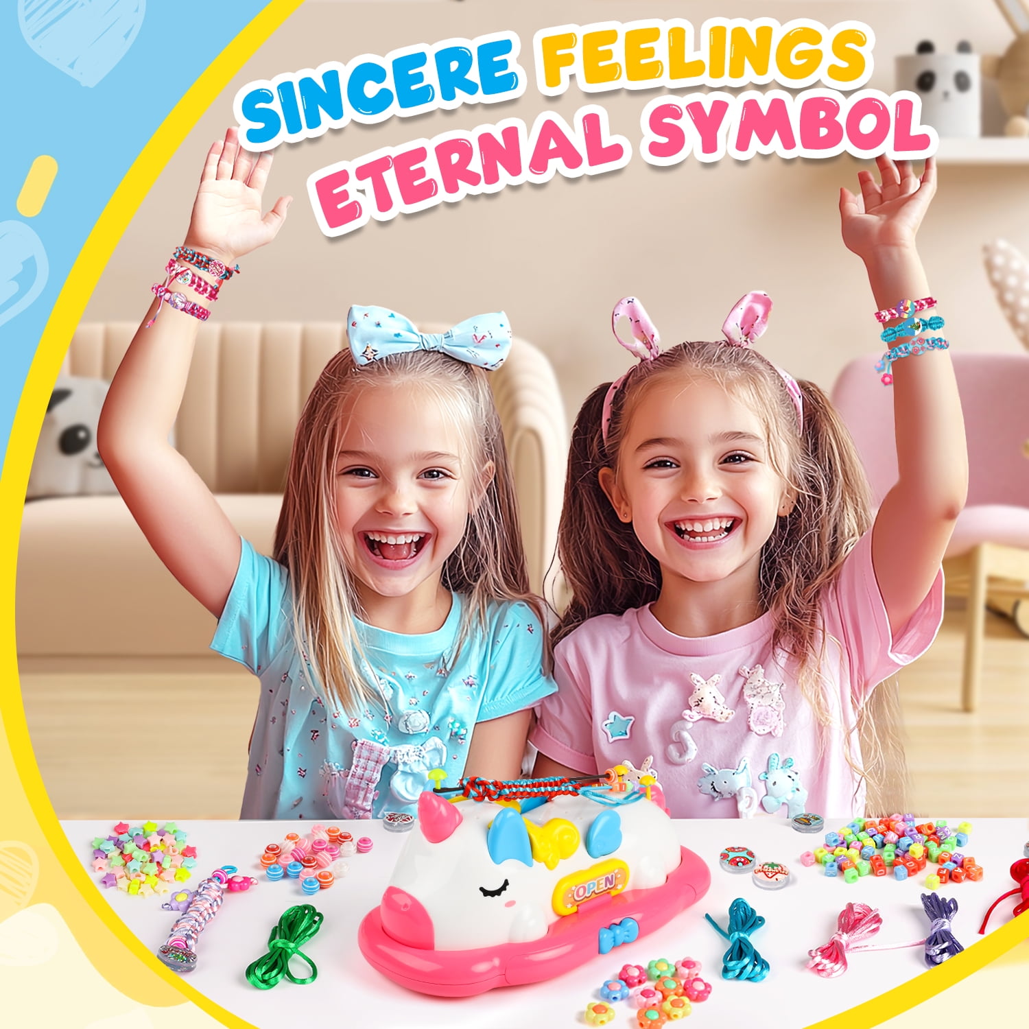 Carsky Unicorn Friendship Bracelet Kits for Girls 8-12, DIY Art Craft Bracelet String Making Set, Christmas Pink Unicorn Toys Gifts for Kids 6 7 8+