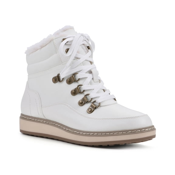 WHITE MOUNTAIN Women's Shoes Tamasha Lace-Up Hiker Bootie, Brown/Fabric, 9.5 M