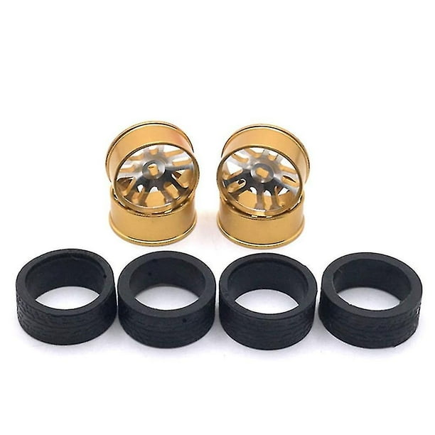 Juego de neumáticos de goma con llanta de metal para coche Wltoys K989 Mini-z 1/28 Rc, 3
