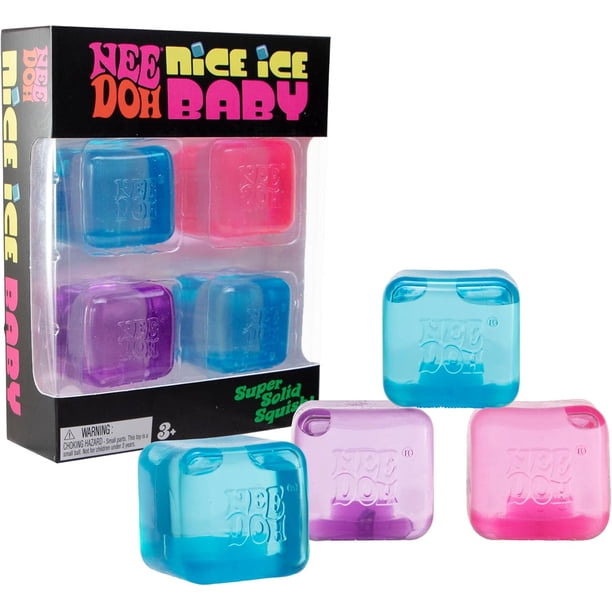 Schylling NeeDoh Nice Ice Baby 4 Pack - Sensory Squeeze Toy - 1.5" Cube - Colors May Vary