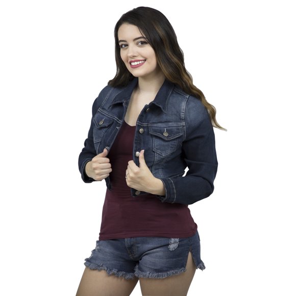 Veste en Denim Extensible Courte à Boutons pour Femmes Grande Taille, Manteau Oversize pour Dames