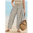 thumbnail image 4 of CASSIE LIZ Plus Size Pants 4X Leopard Dress Wide Leg Crop Pleated Lounge Elastic High Waist Pants with Pockets 4XL 24W 26W, 4 of 6