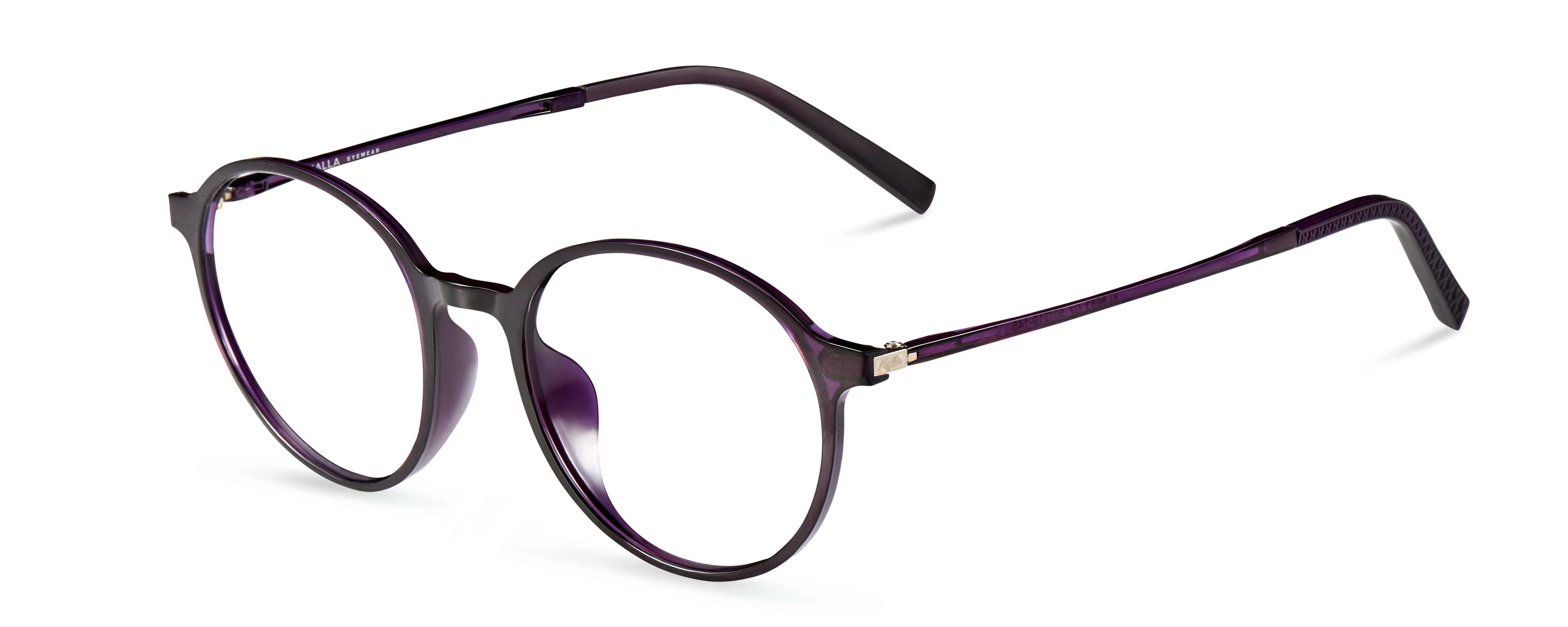 KALLA, KL8083C7 - Eyeglasses Purple Round Unisex Optical Lightweight Glasses Frame for Prescription Lens