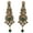 D346 Green, variant on by Touchstone "Hollywood Glamour Oscar Collection " Indian Attractive Paisley Motif Filigree Pearl Designer Bridal Jewelry Long Chandelier Earrings In Antique Gold Tone For Women.