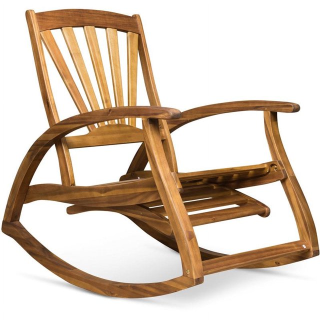 Noble House Sunview Outdoor Acacia Wood Rocking Chair with Footrest Teak