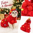 thumbnail image 5 of Christmas Pet Sweater - 1Pc Hooded Tree Outfit with Pom Poms Star for Small Dogs Cats Winter Holiday, Red M, 5 of 5