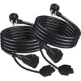 thumbnail image 1 of WWS-Outdoor Extension Cord, 1cm Black, 2-Pack, 16AWG SJTW, 3-Prong Grounded, Low Profile Flat Plug,Weatherproof (3FT 2PACK), 1 of 4