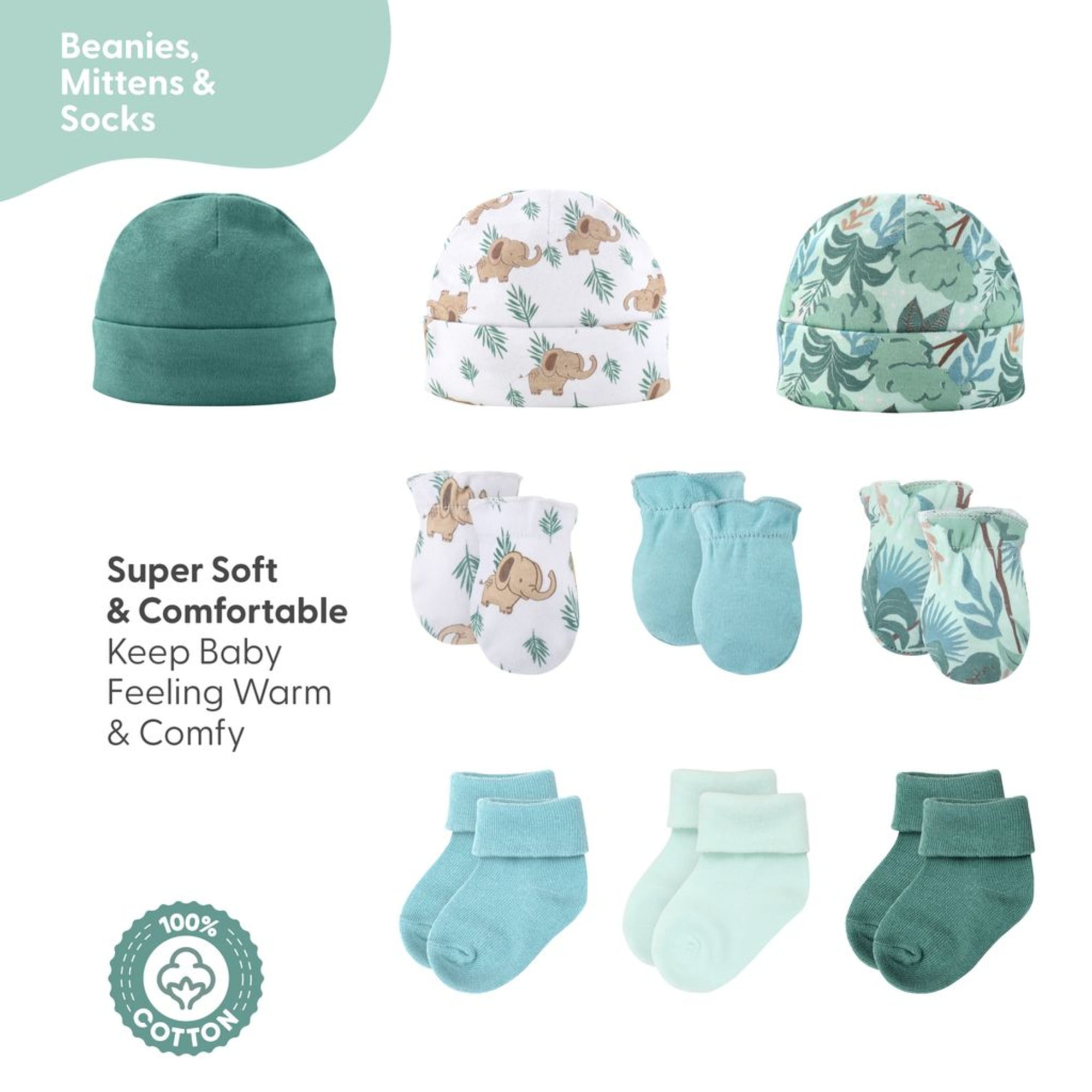 The Peanutshell 16-Piece Baby Layette Newborn Clothing Gift Set for 6 to 9 Months, Wild Jungle