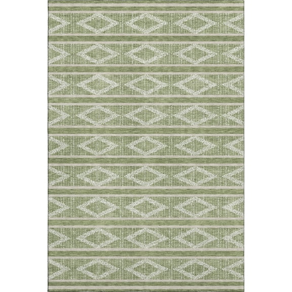 Addison Rugs Mayfield Premium Machine Washable Transitional Geometric Green Rectangle Rug, 5' x 7'6"