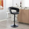 thumbnail image 2 of Brage Living Wide Bar Stool, Modern PU Leather Swivel Adjustable Barstool with Hollow Back and Arms, Upholstered Airlift Counter Height Bar Chair for Kitchen Dining (Black, Matte Black Base), 2 of 17