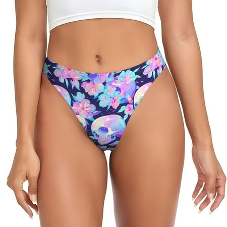 Sigee pinkk flower crystal Skull for Women s G-String Panty  Low Rise  Soft Lace Perfect for Everyday Wear or Special Occasions-3X-Large