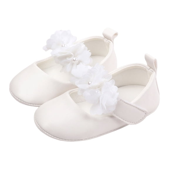 VUHXZWAF Girls Dress Shoes Comfortable Soft Sole Baby Leather Shoes with Floral Decorations Size 4