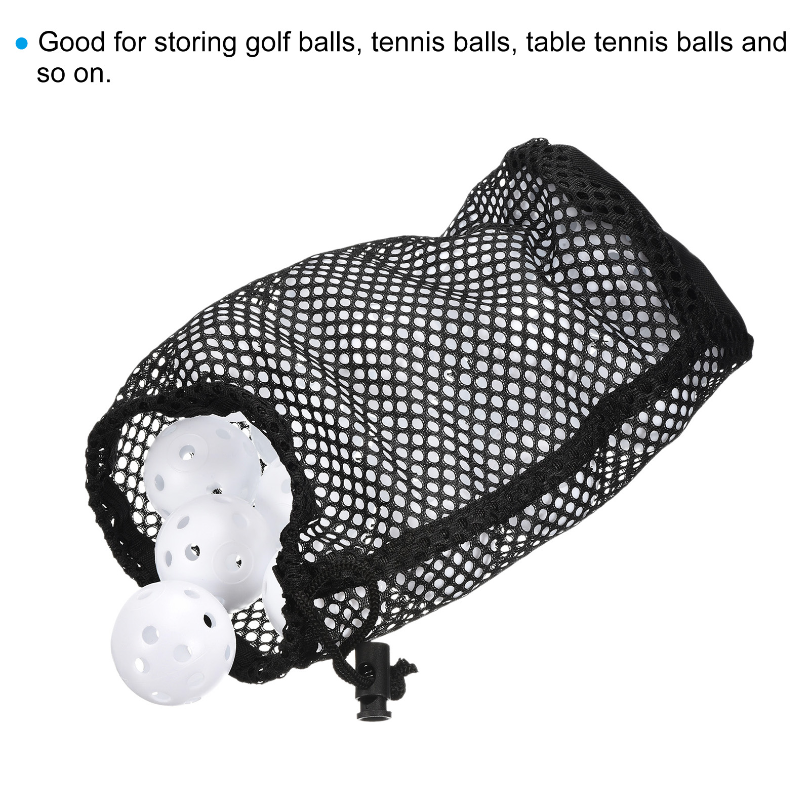 Unique Bargains Nylon Golf Ball Bag Drawstring Mesh Storage Bag 2 Pack Black 6.7"x 4.3"