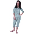 thumbnail image 2 of Moomaya Chemise à Manches 3/4 en Coton Imprimé avec Capri Ensemble de Nuit 2 Pcs pour Femmes, 2 of 7